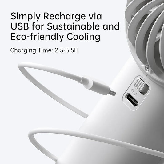 JISULIFE Life4 – Portable Handheld Fan with LED Display & 5 Wind Speeds (USB Rechargeable)